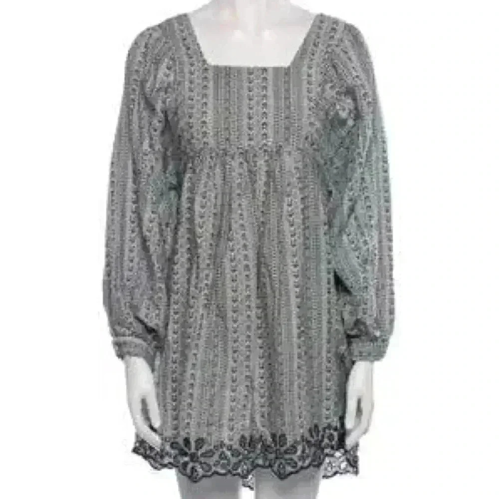Joie Jade Linen Blend Dolman Button Cuff Sleeve Eyelet Hem Babydoll Dress XXS - Picture 2 of 10